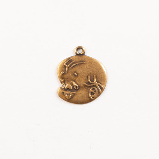 17mm Baby Face Charm, Antique Gold, Classic Silver, pk/6