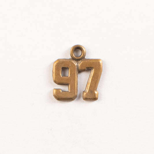 13mm 97 CHARM, Antique Gold, pack of 6