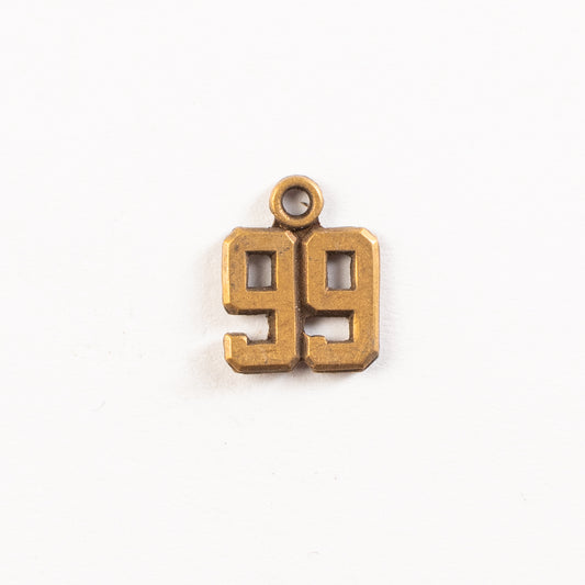 11mm 99 Charm, Antique Gold, Classic Silver, pack of 6.