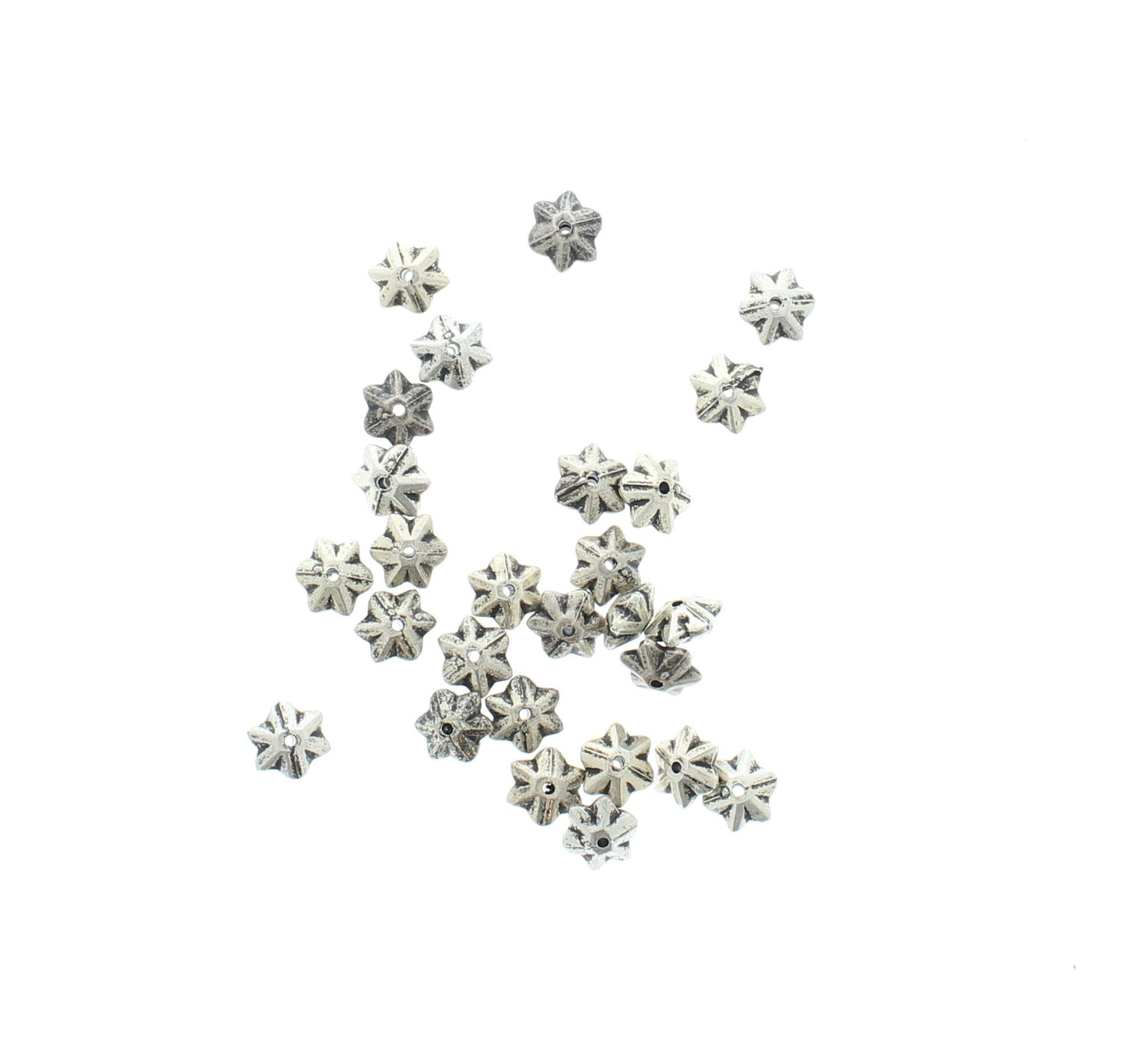 6mm Silver Star Spacer Beads, pack of 85