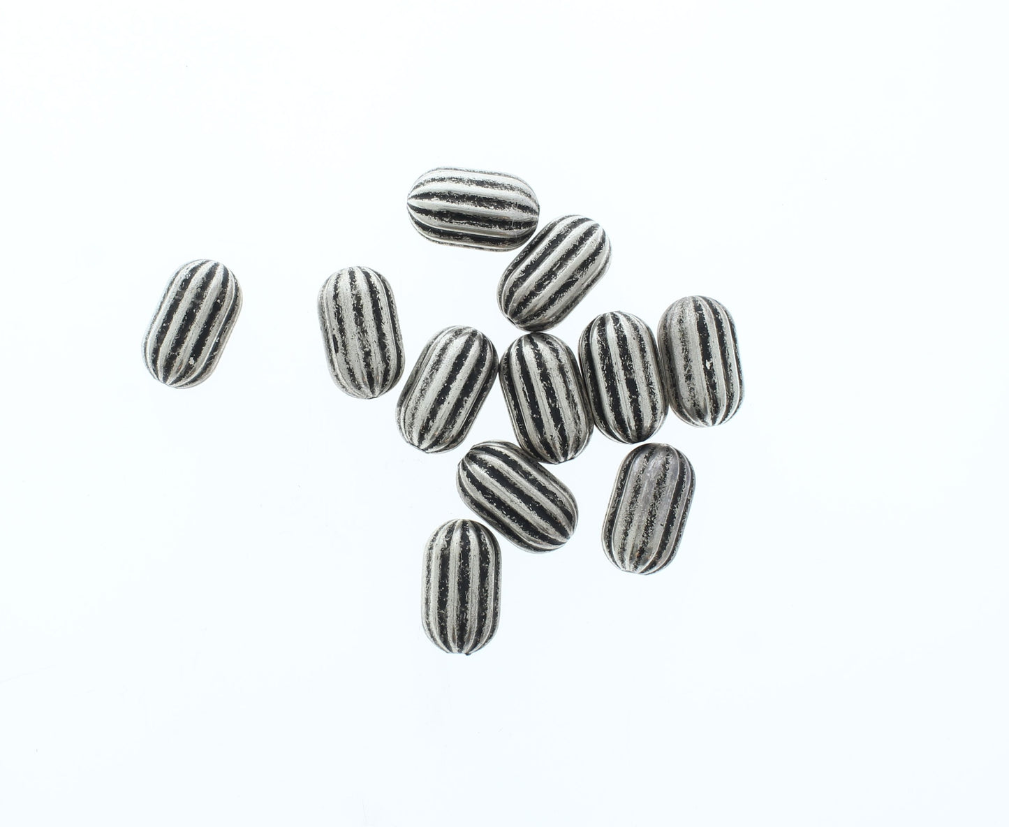 19mm x 11mm Antique Ribbed Barrel Beads, pack of 15