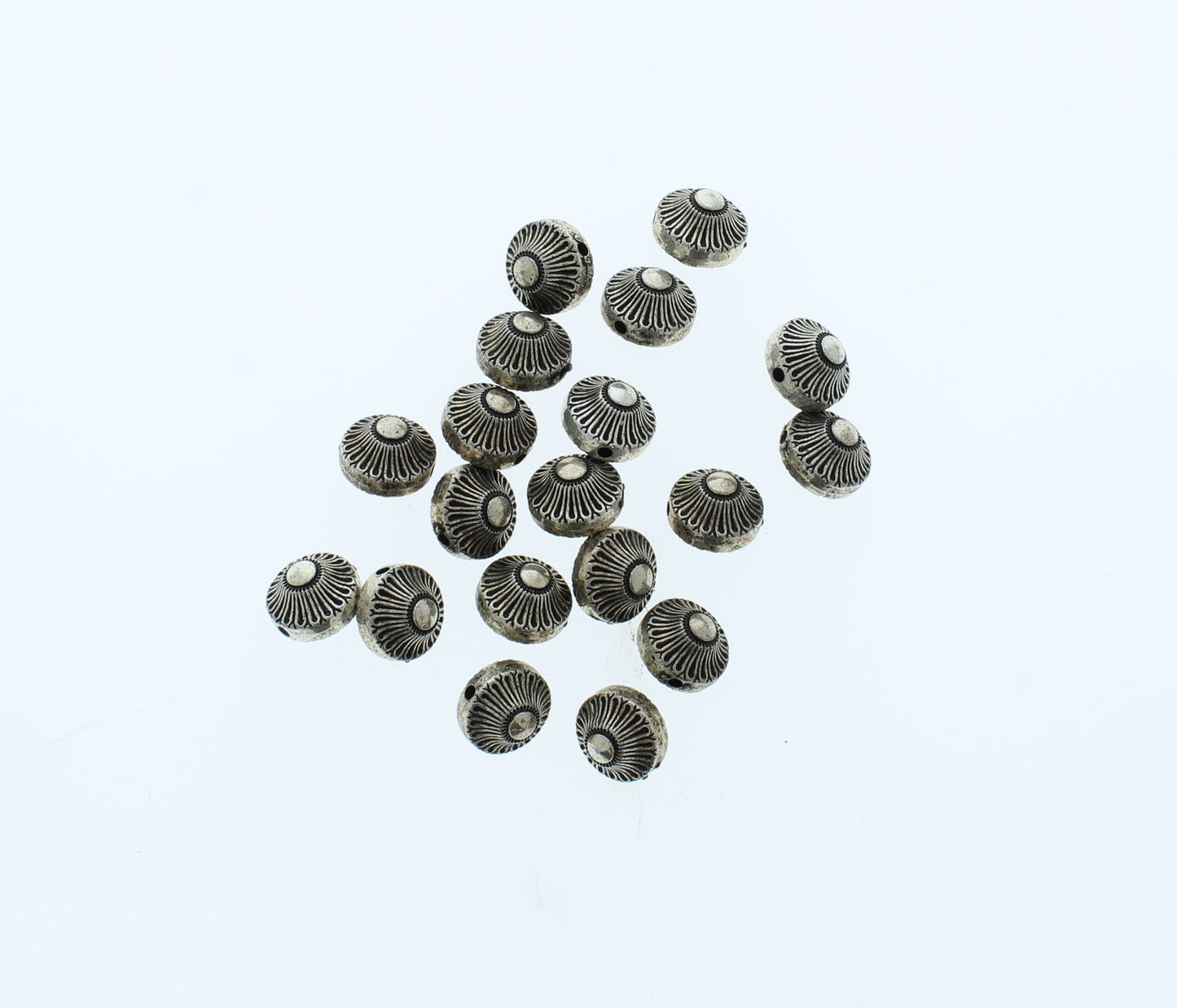 11mm x 10mm Silver Ridged Spacer Beads, pack of 27
