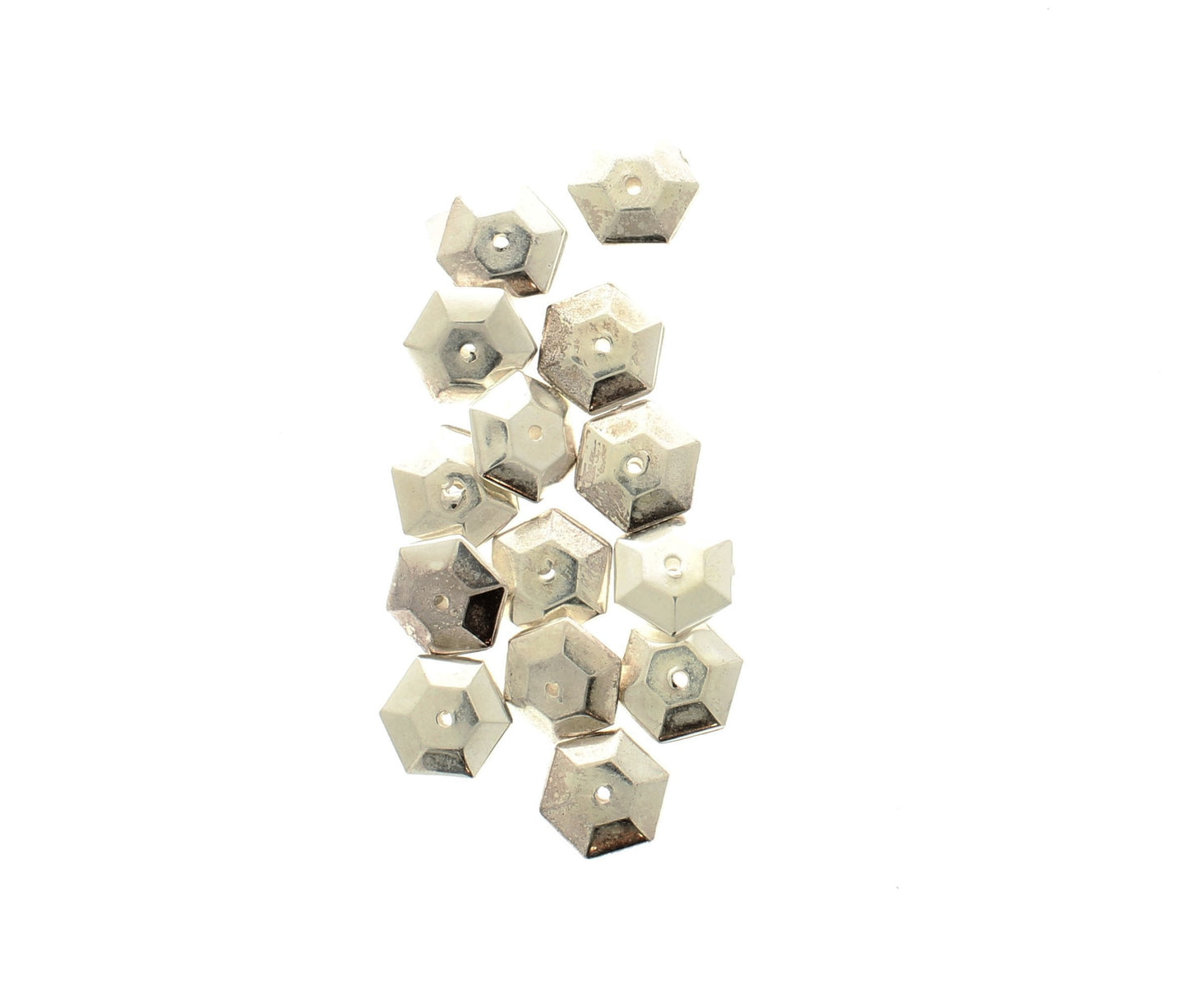 12mm x 13mm Silver Hexagon Beads, pack of 66