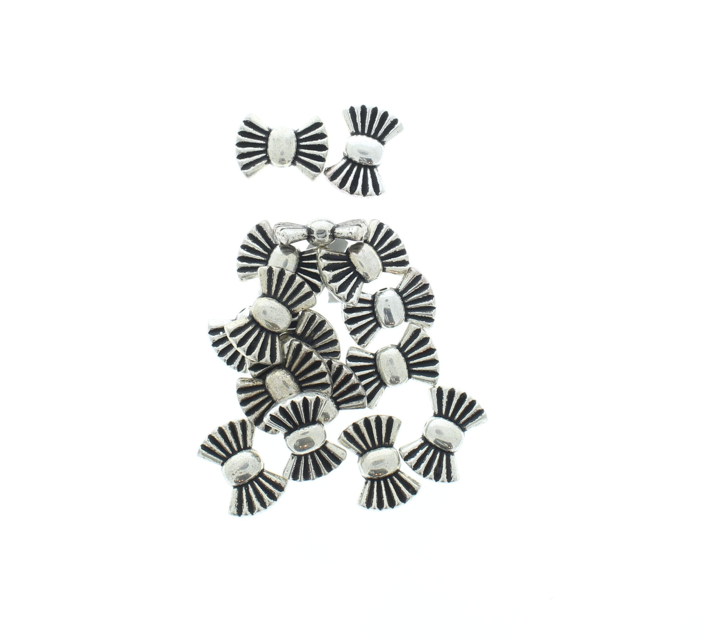 18mm x 12mm Antique Silver Bow Beads, pack of 40