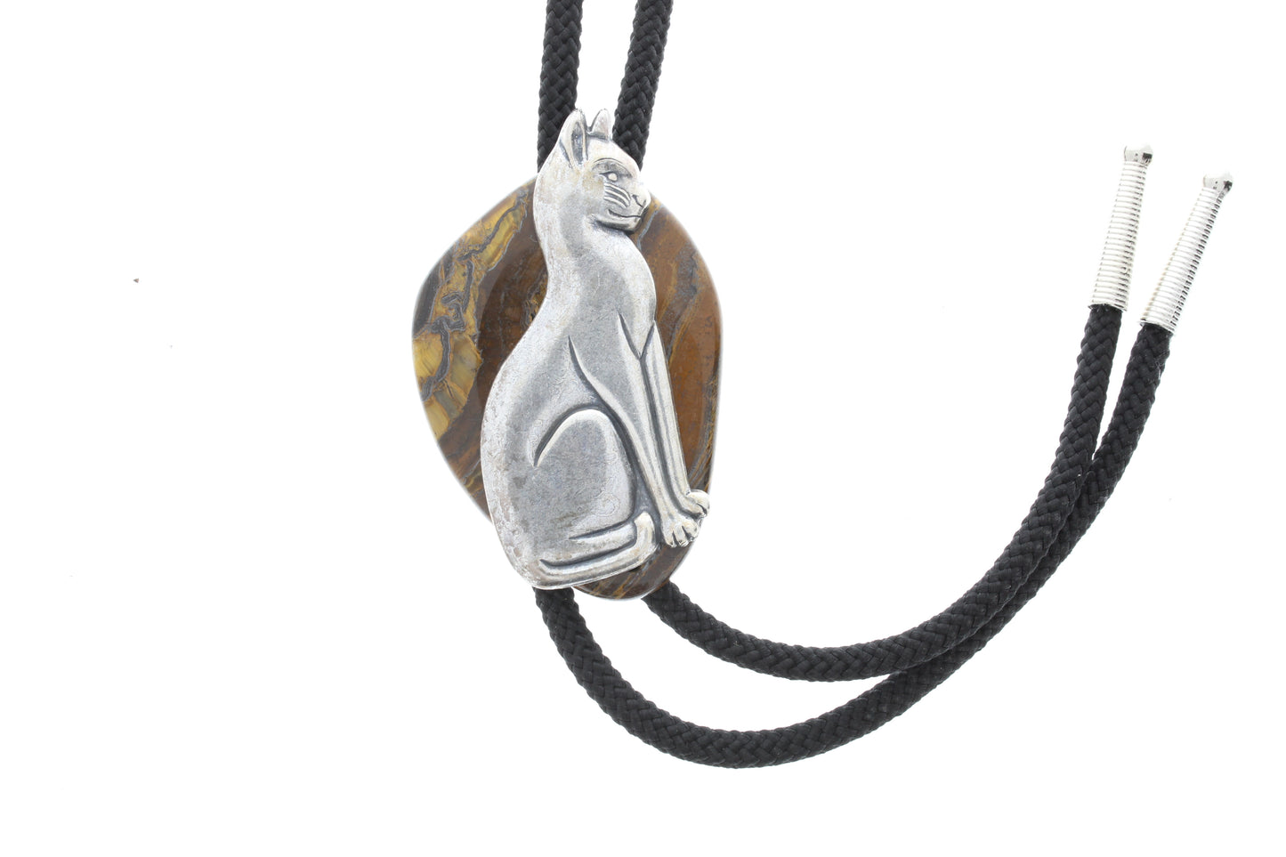 Cat bolo tie, on agate, 36" cord, made in USA