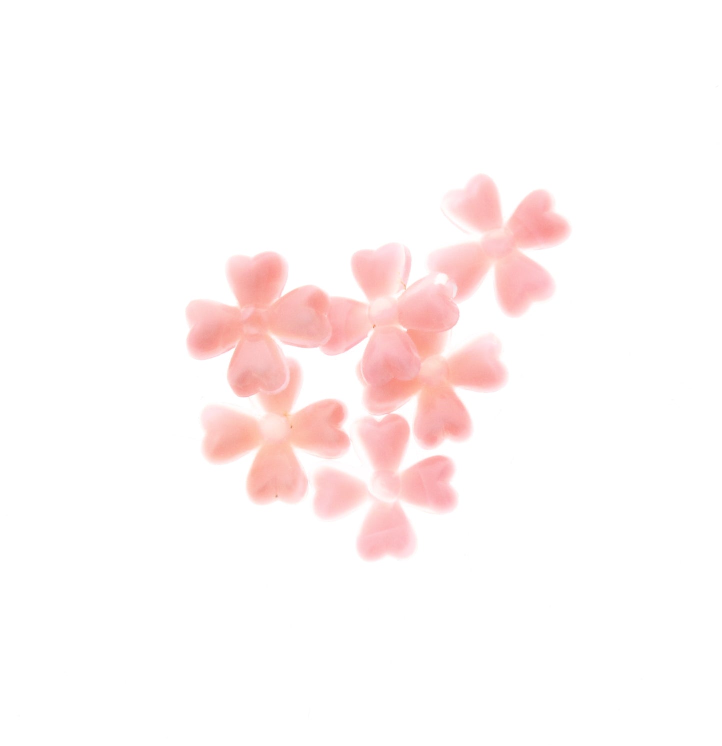 Pink Vintage German Glass 4-Leaf Clover, Pk/6