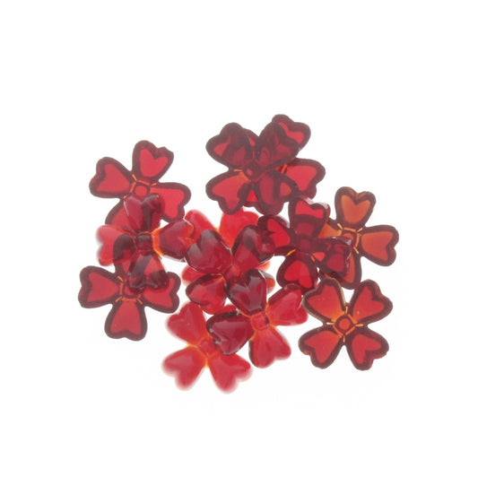 Ruby Red Vintage German Glass 4-Leaf Clover, Pk/6