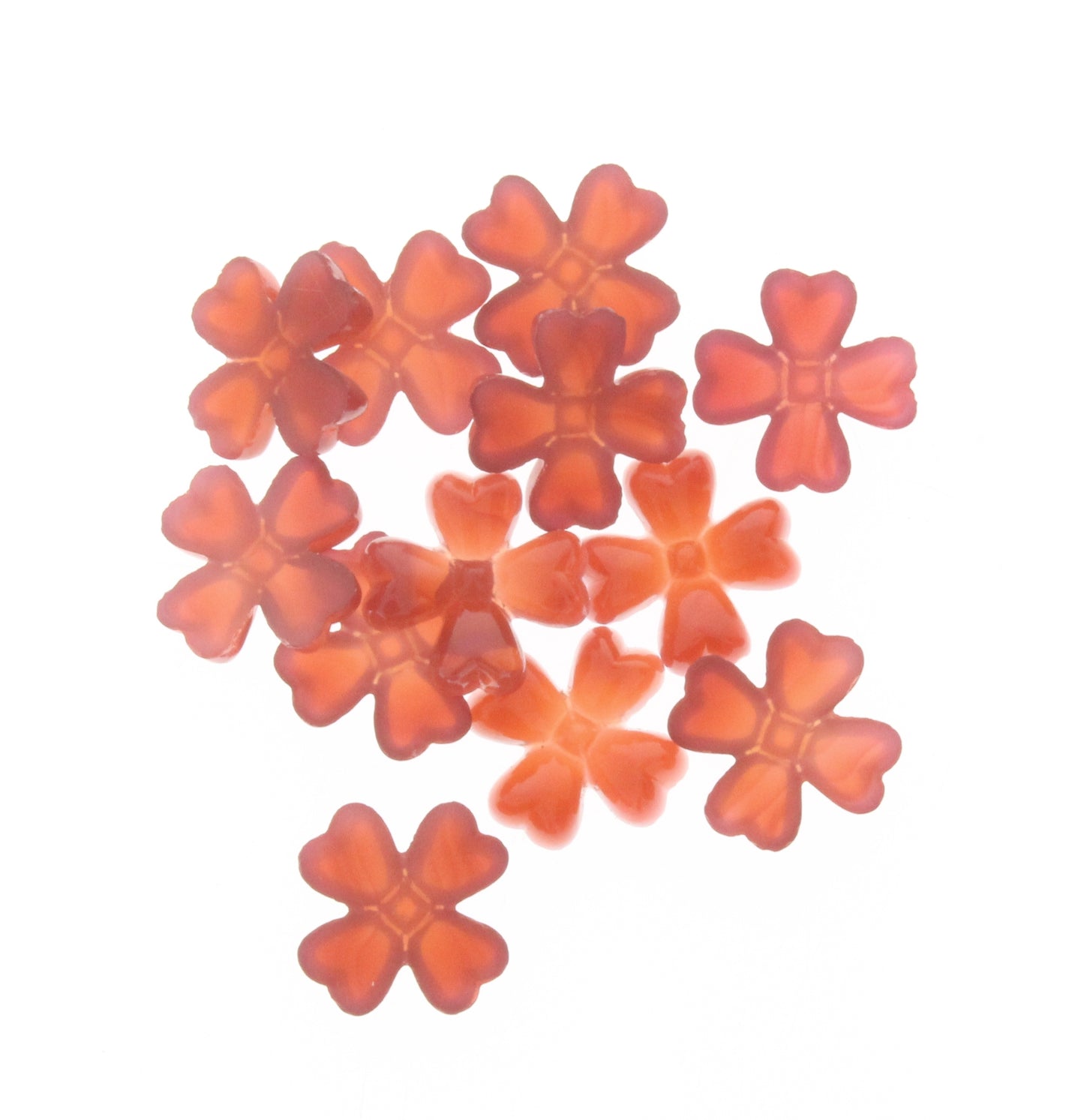Vintage German Glass 4-Leaf Clover, Pk/6