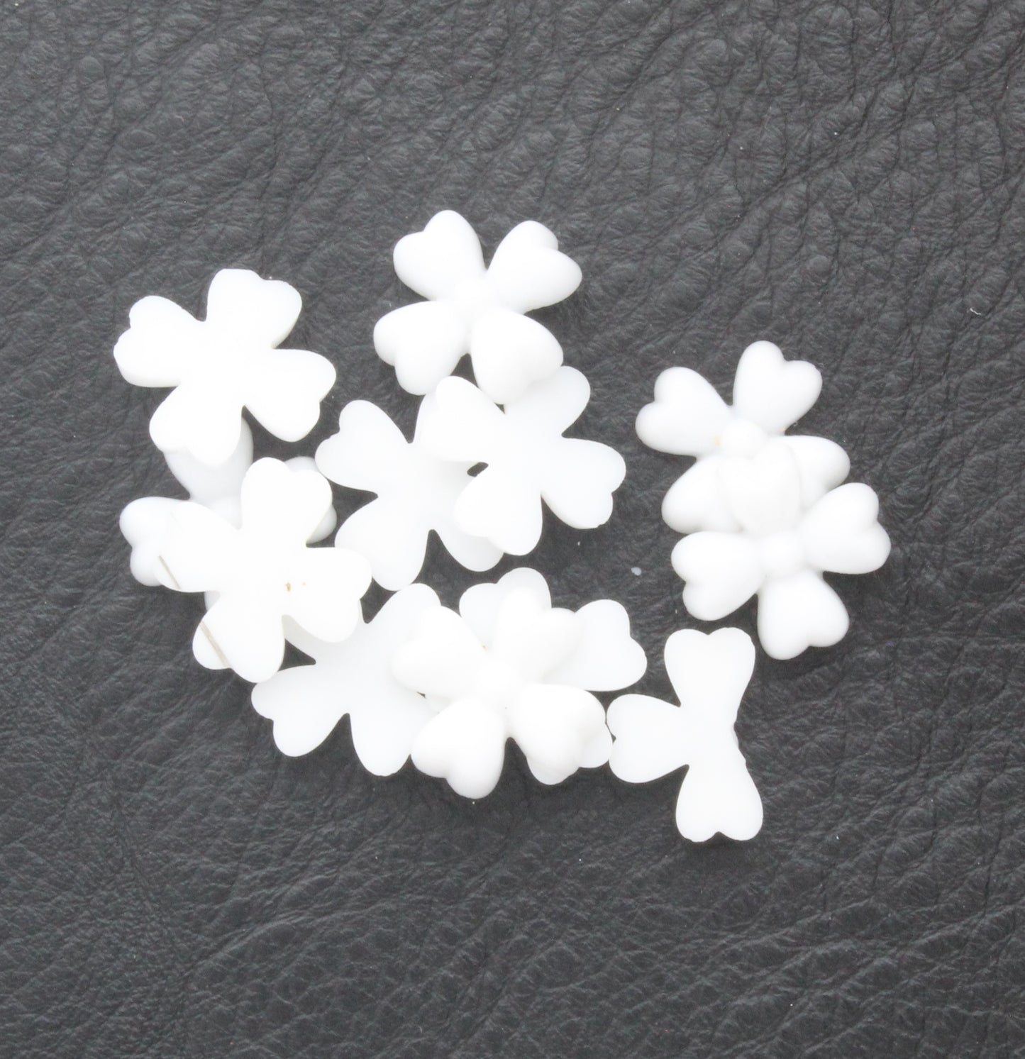 White Vintage German Glass 4 Leaf-Clover, Pk/6