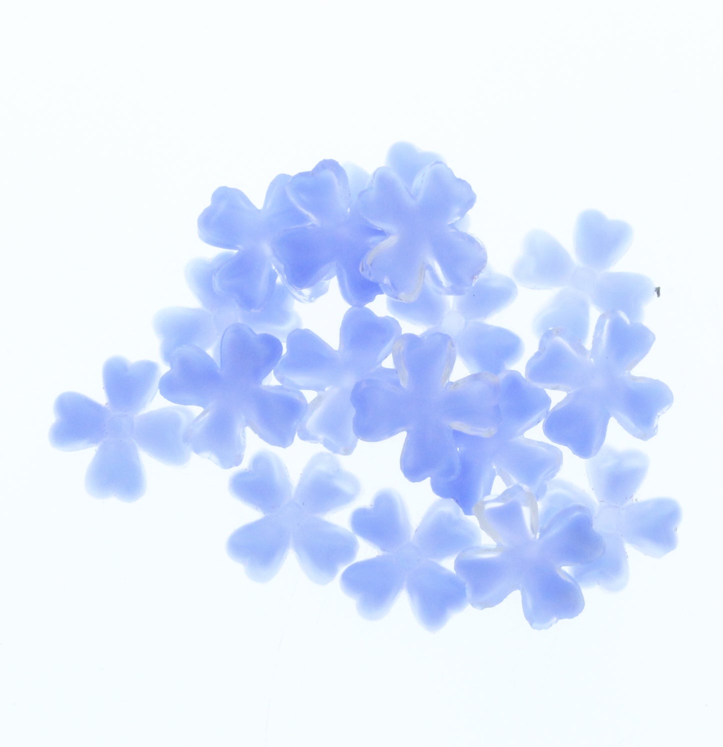 Iris Blue Vintage German Glass 4-Leaf Clover, Pk/6