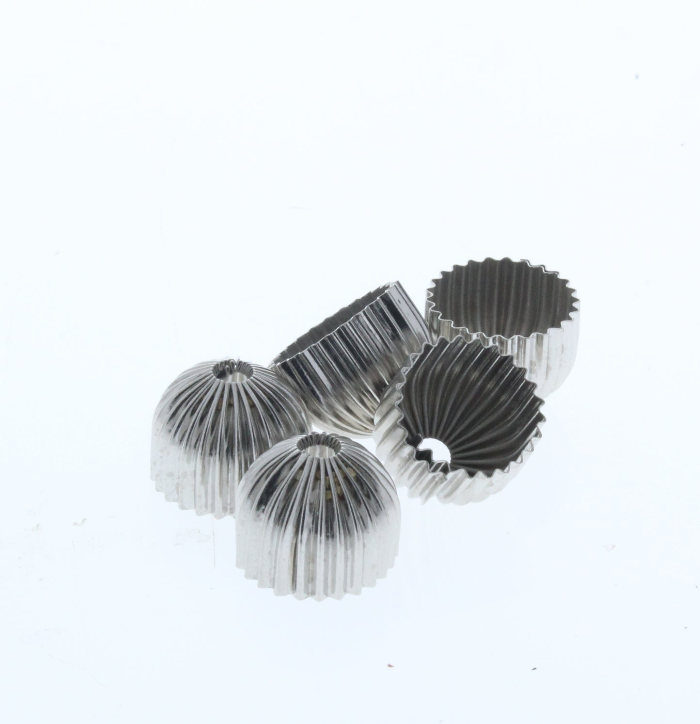 Silver Bead Cap Charm, 16mm, Pk/6