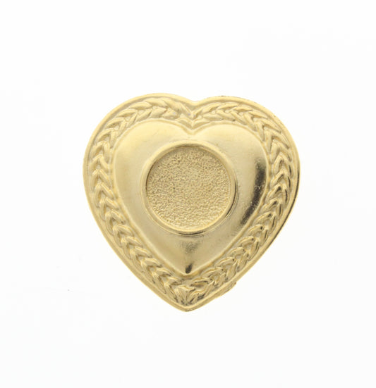 Gold Heart Charm w/Bezel, Pk/6