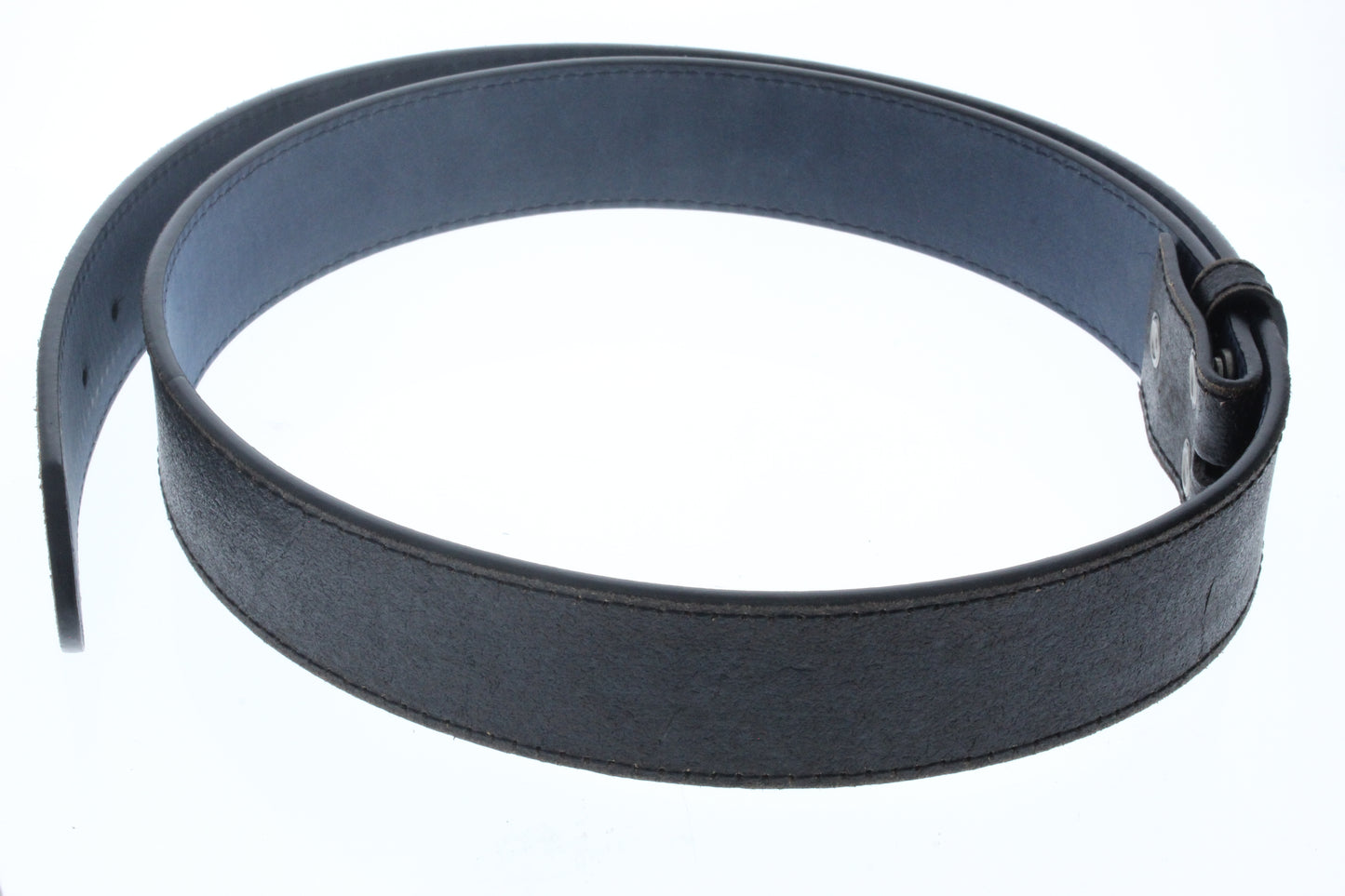 Black Distressed Leather Snap Belt Strap, ea