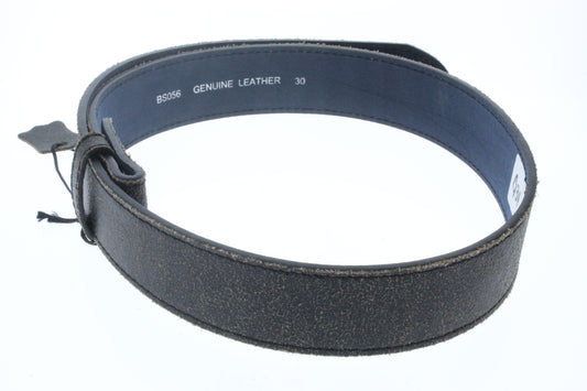 Black Distressed Leather Snap Belt Strap, ea