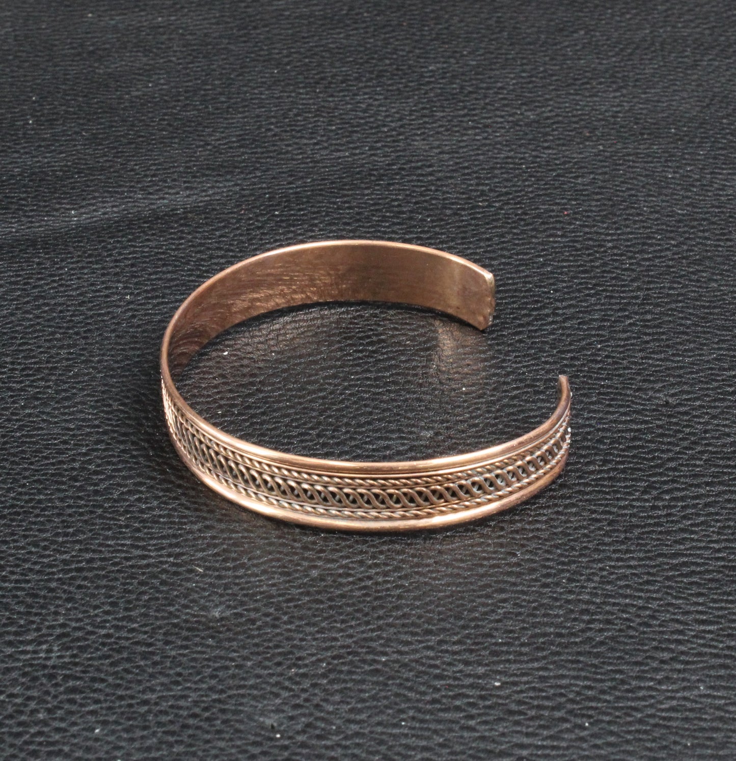 Antique Copper Bracelet Cuff Base, w/Double Helix Copper Inlay, ea