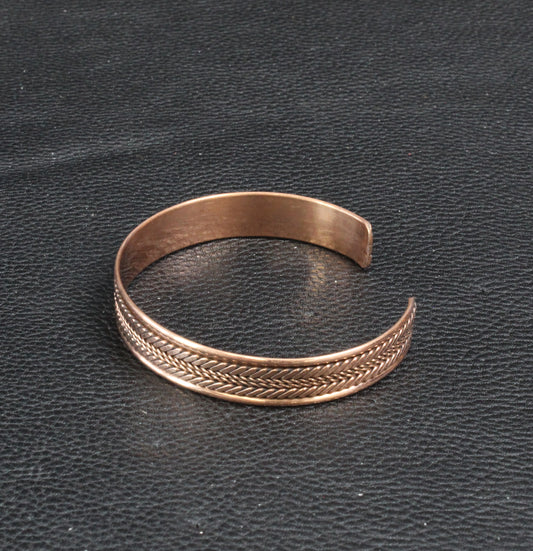 Antique Copper Bracelet Cuff Base, w/Double Rope Copper Inlay, ea
