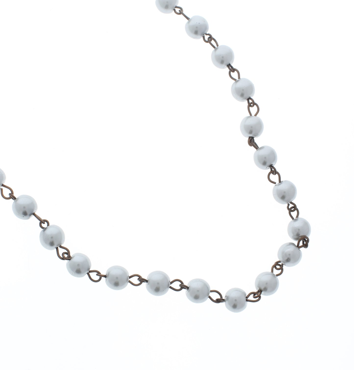 8mm Grey Glass Linked Chain, sold by foot