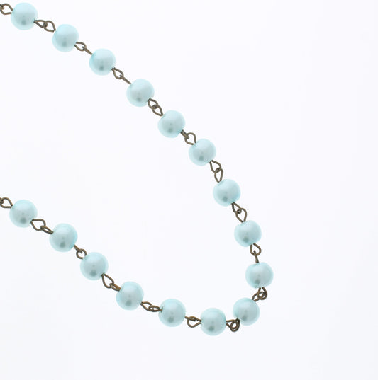 8mm Blue Glass Linked Chain, sold by foot