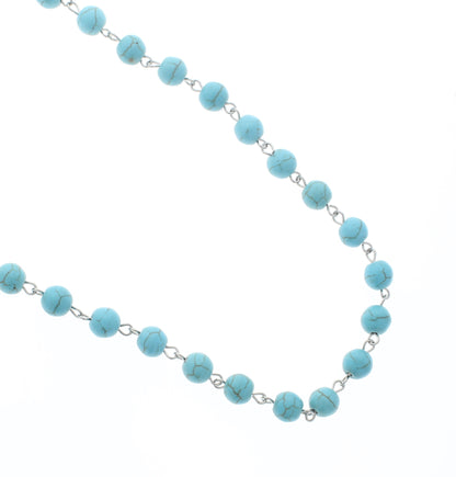 8mm Turquoise Linked Chain, sold by foot