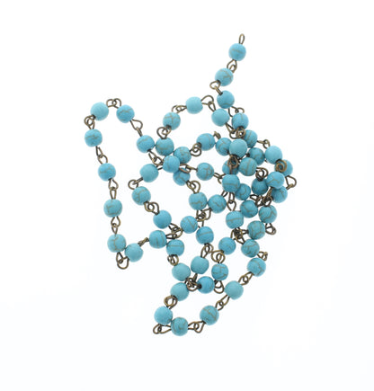 6mm Turquoise Linked Chain, sold by foot