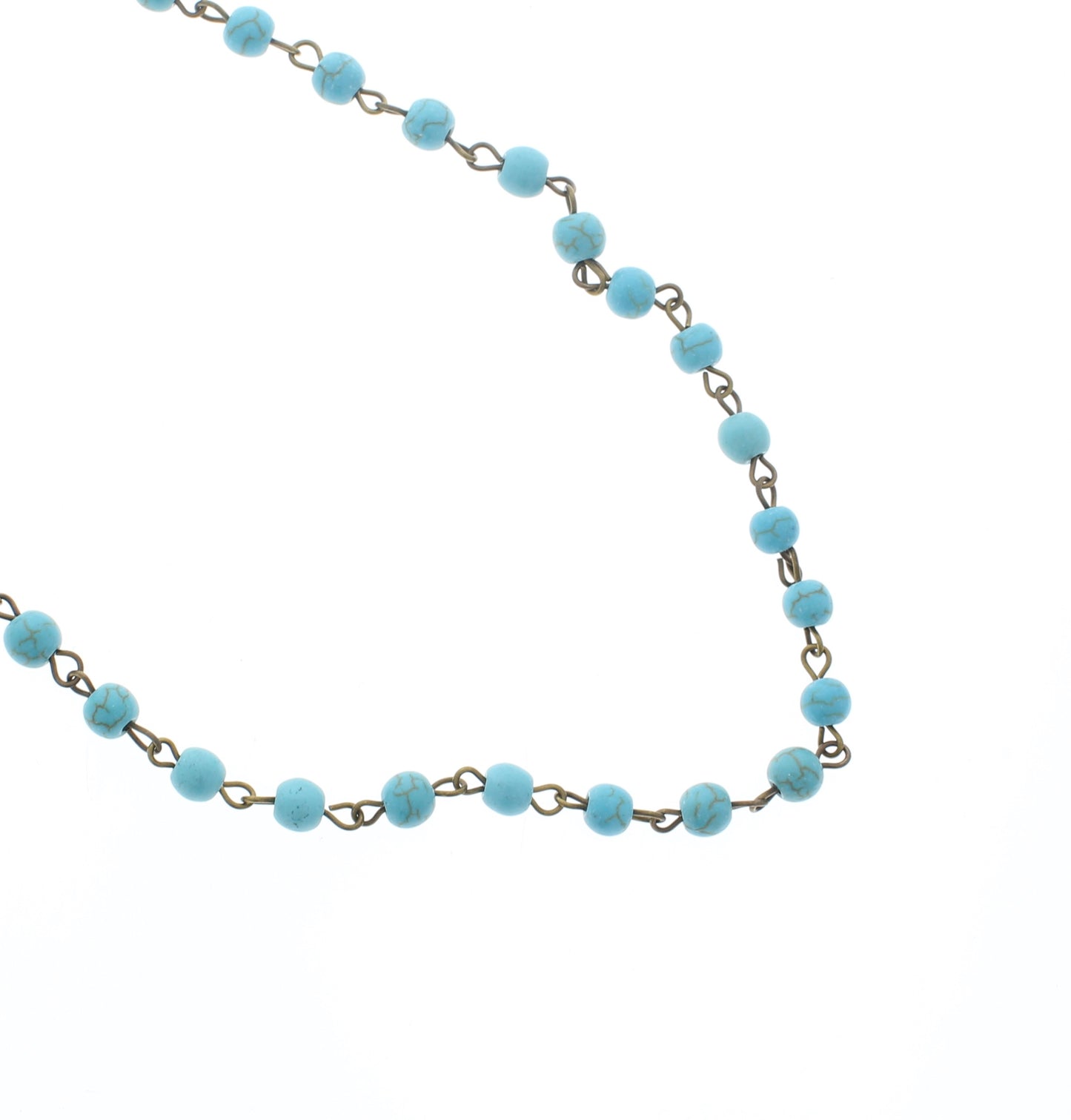 6mm Turquoise Linked Chain, sold by foot