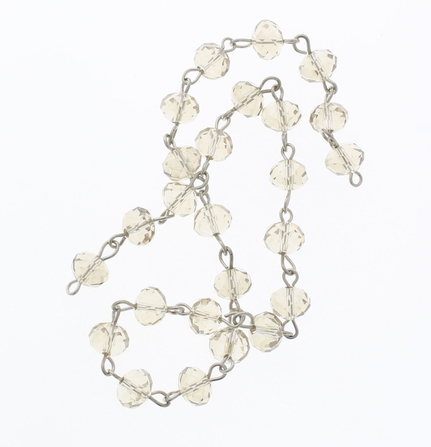 8mm Light Topaz beaded link rosary chain, sold per foot