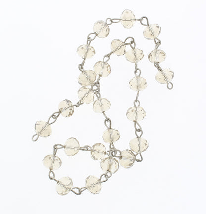 8mm Light Topaz beaded link rosary chain, sold per foot