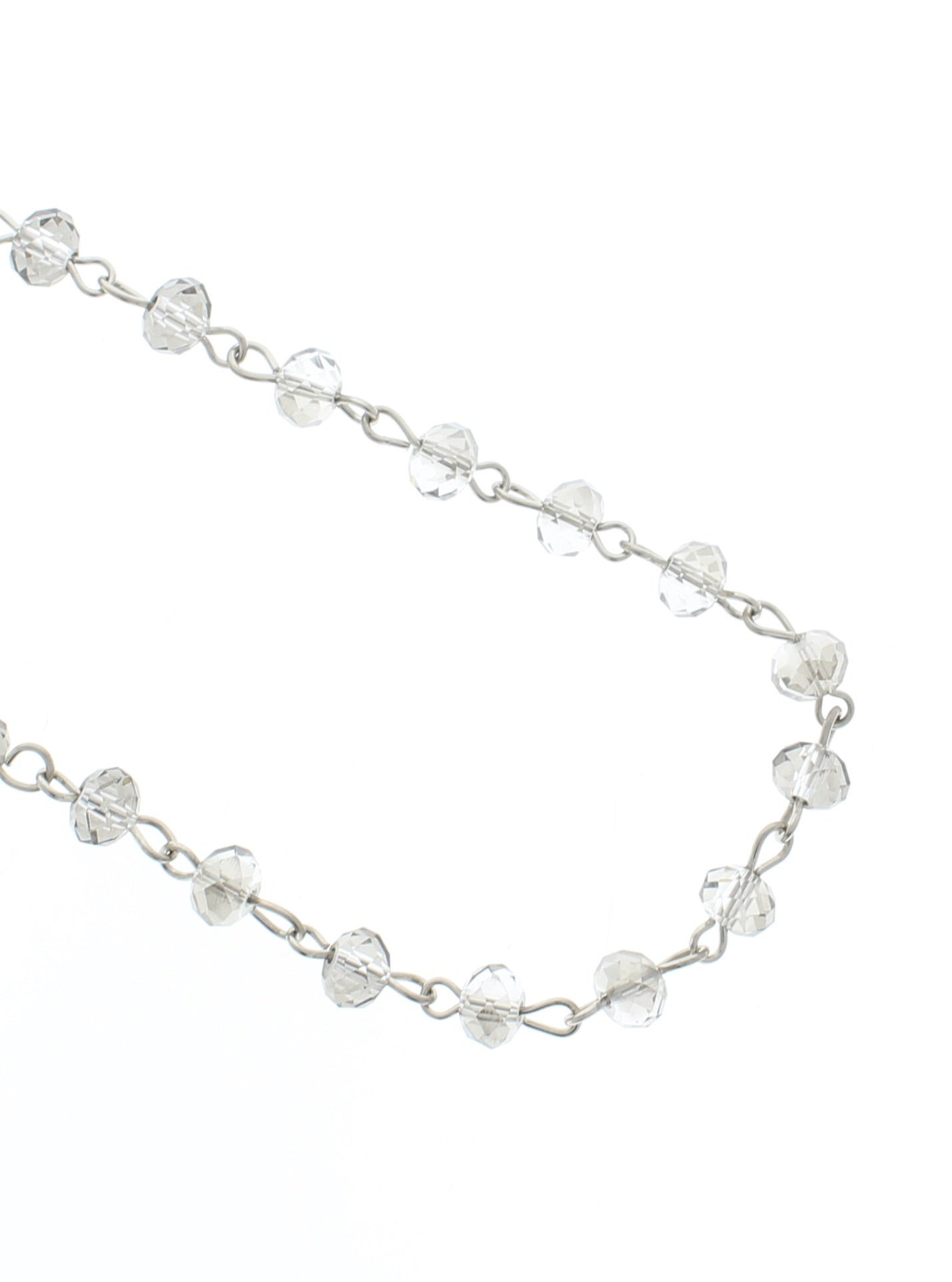 6mm Faceted Smokey Crystal Beaded Link Chain, Rosary Chain, sold by the foot