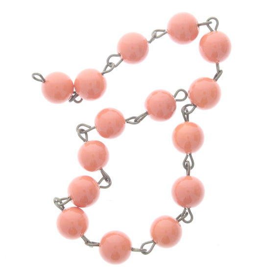 8mm Pink Glass Linked Chain, sold by foot