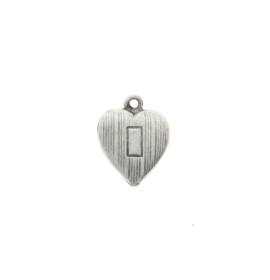 16mm Vintage Silver Puff Heart Charm, 6 pack