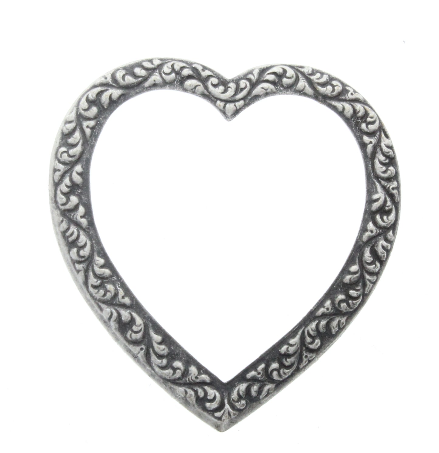Ornate Heart Frame, Antiqued Silver, pk/6