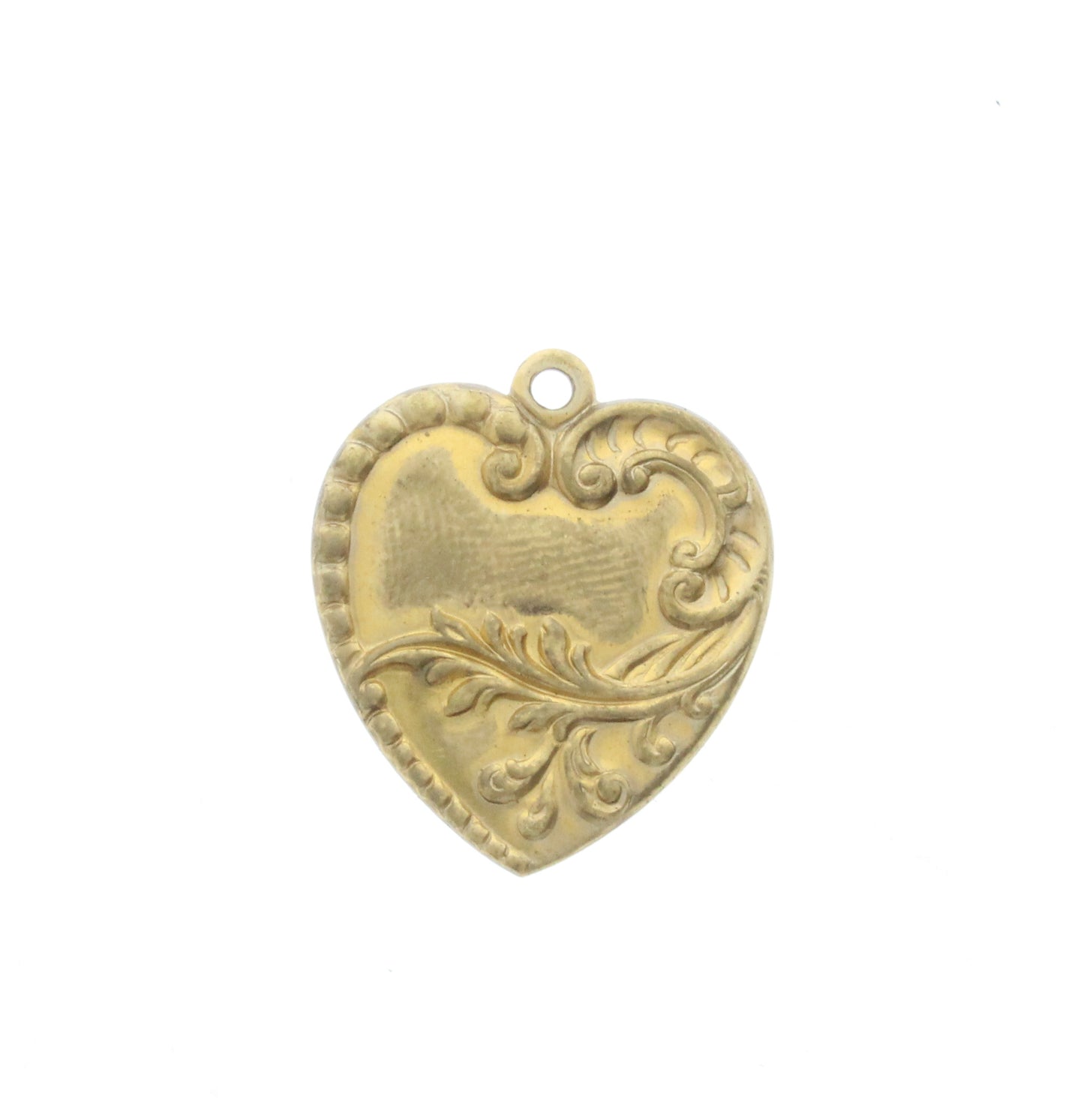 Vintage Brass Leaf Heart Charm/Pendant, pk/6