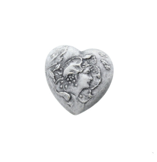 Antique Silver Profile Heart, pk/6