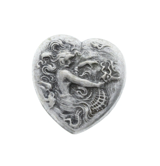 Vintage Mermaid & Seahorse Heart Stamping, Antique Silver, 3 pack