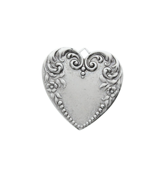 Victorian Steampunk Heart, classic silver finish, ea