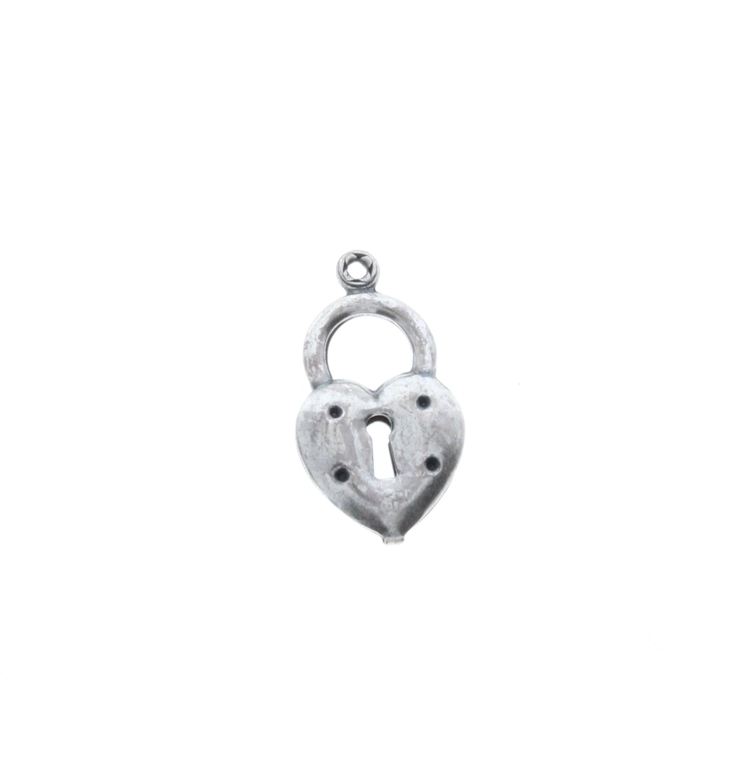 Heart Lock Charm, Vintage Silver, 6 pack