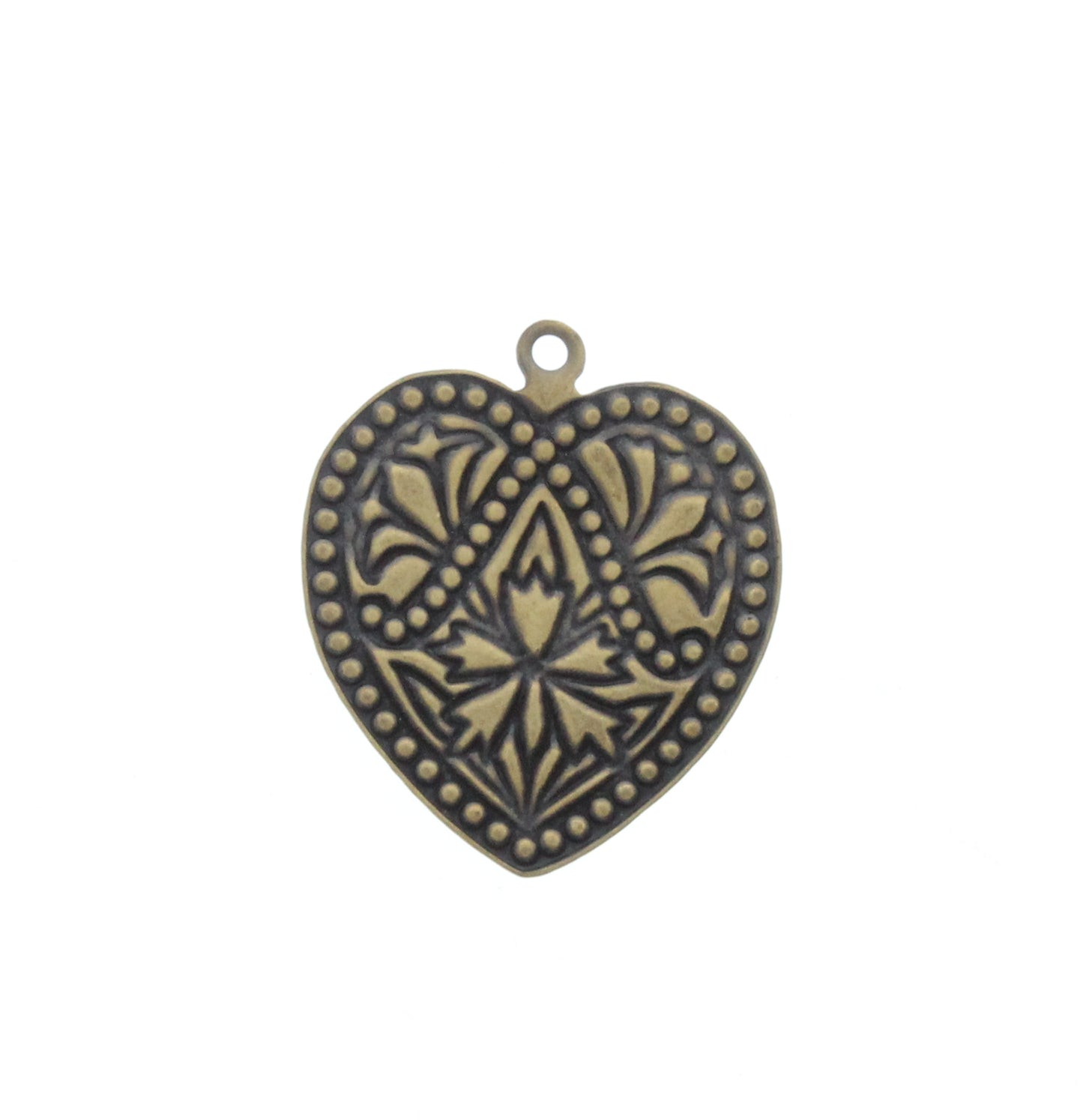 Vintage Silver Flat Heart Charm, 6 pack