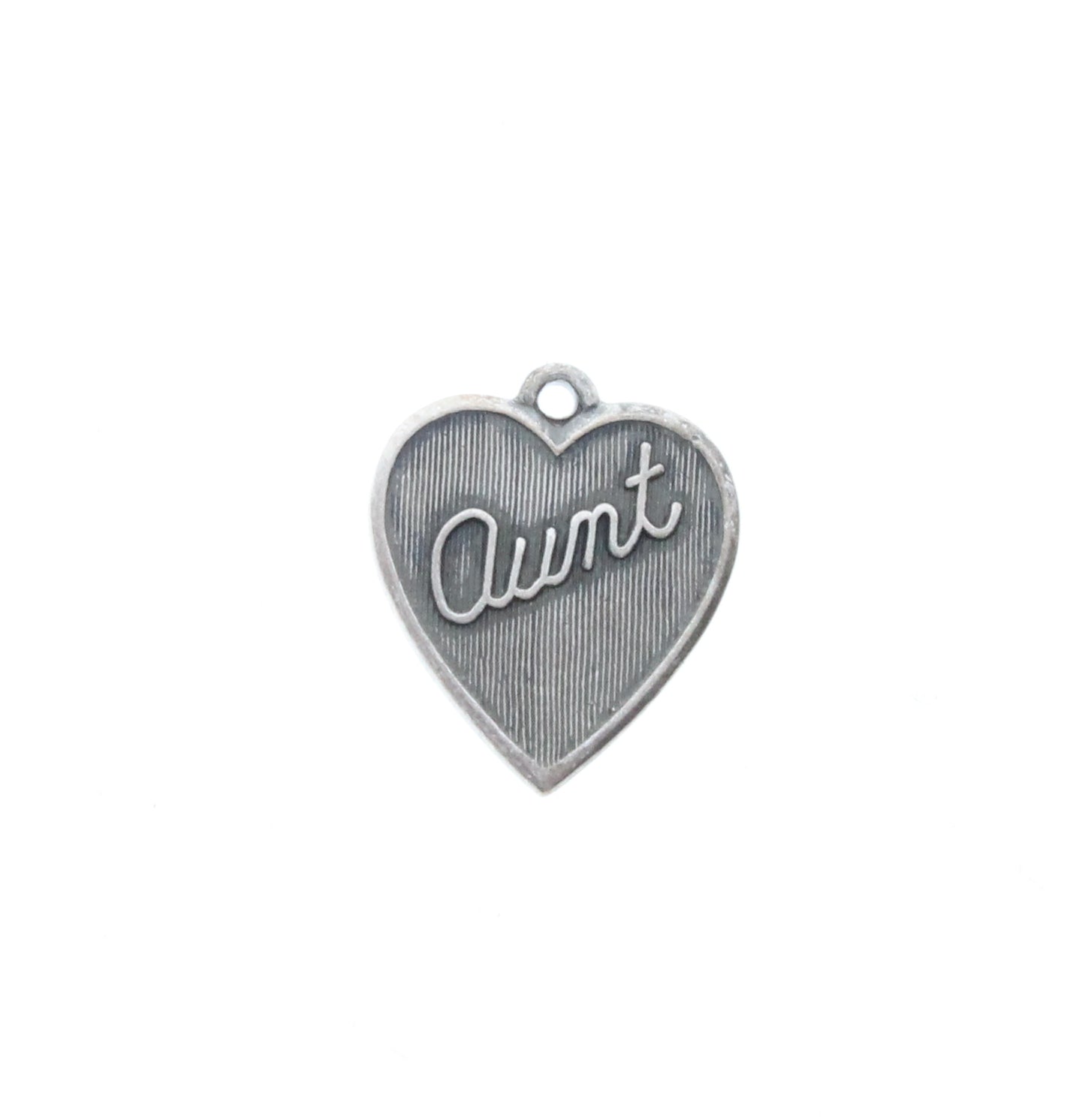 Classic Silver Metal Aunt Heart Charm, PK/6