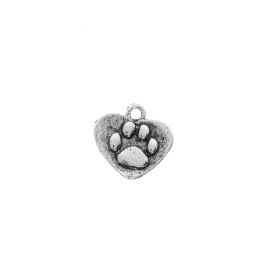 Heart Shaped Pet Charm, Classic Silver Finish, sold 6 ea