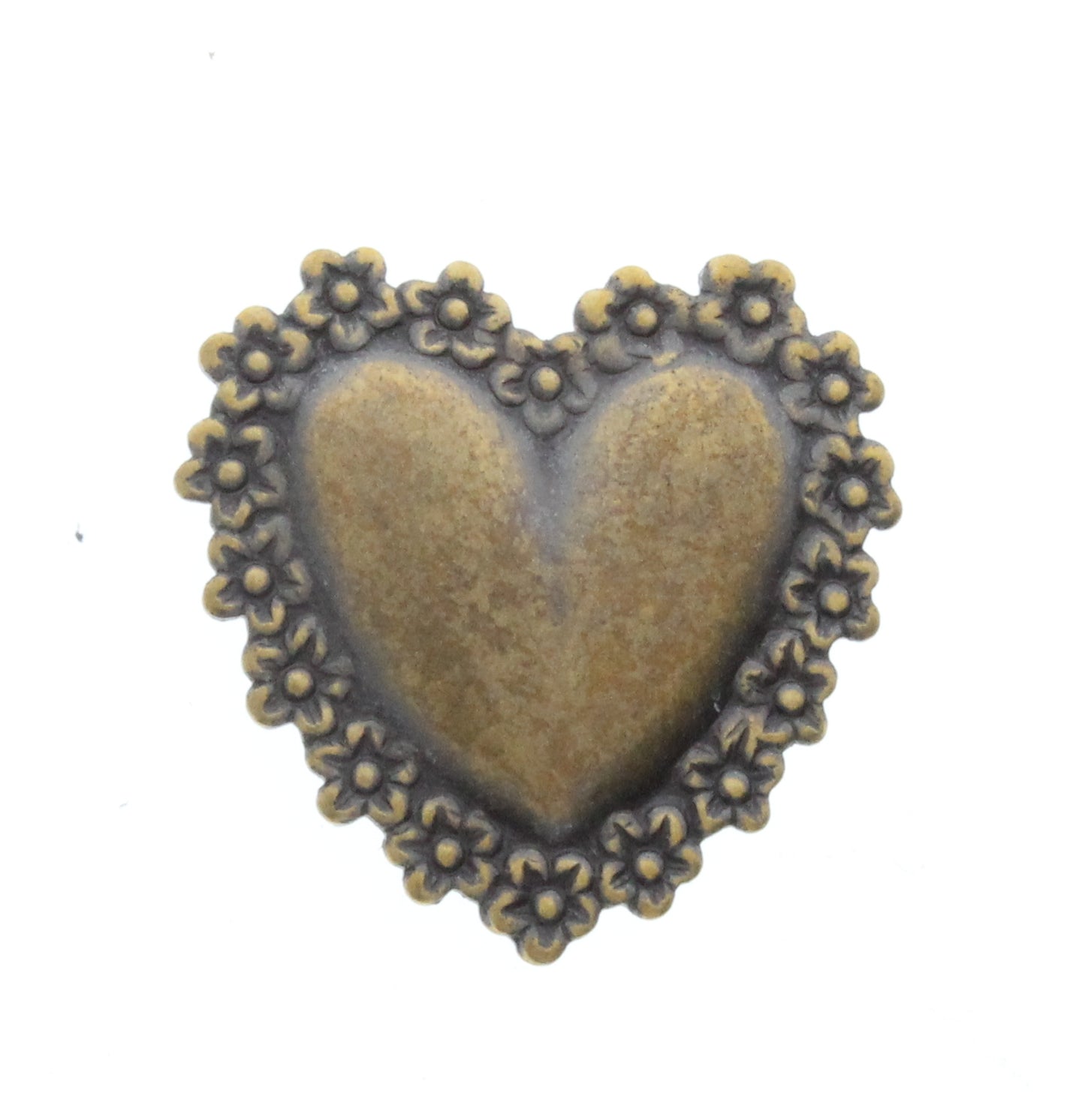 Flower Rimmed Heart Stamping Charm, pack of 6