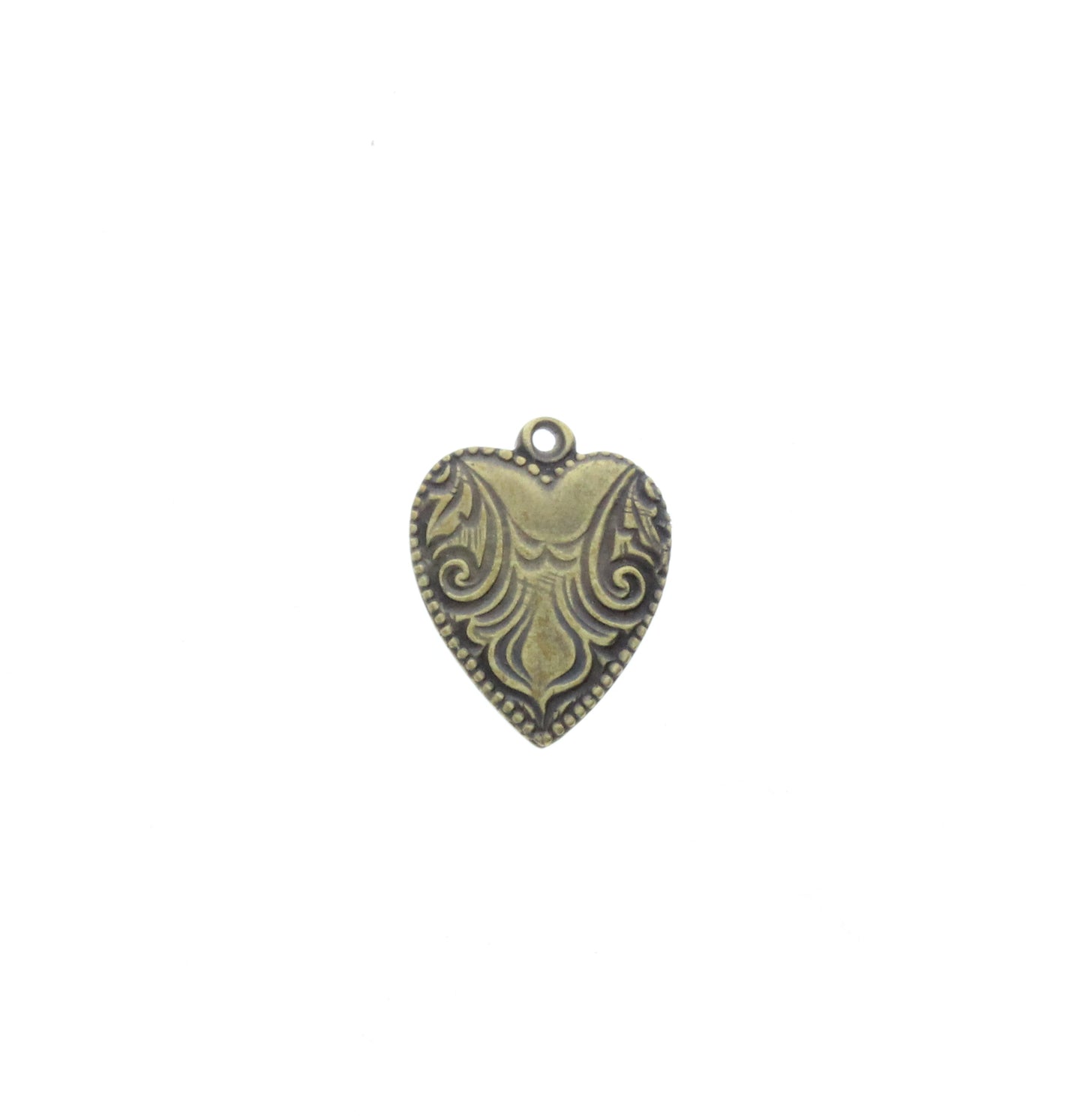 Vintage Brass Heart Charm, PK/6