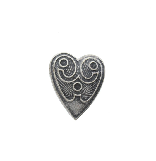 Deco Heart Charm, Antique Silver, PK/6