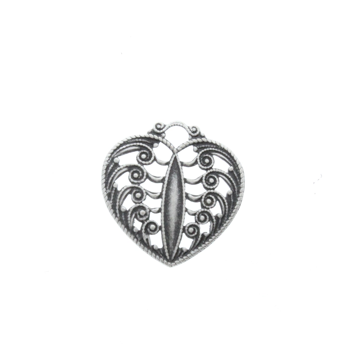 Filigree Cordiform Charms, 6 pack