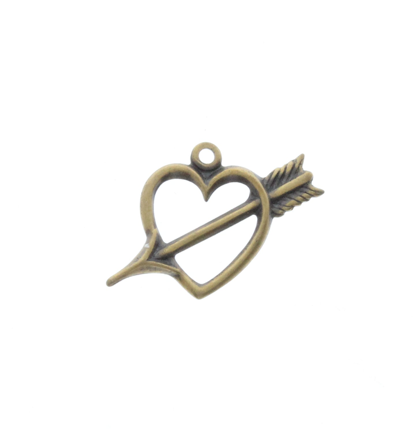 Metal Heart with Arrow Charm, PK/6