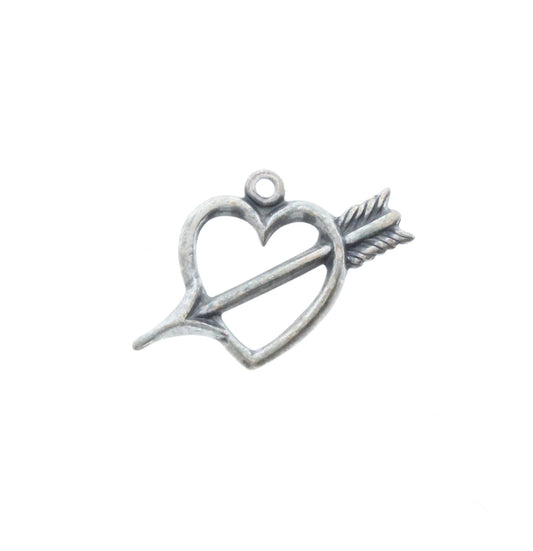 Metal Heart with Arrow Charm, PK/6