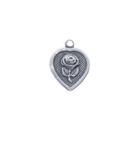 Classic Silver Rose Heart, pk/6