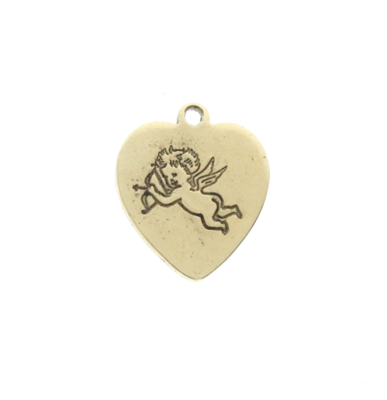 Vintage Brass Finish Classic Puff Heart Charm, pk/6