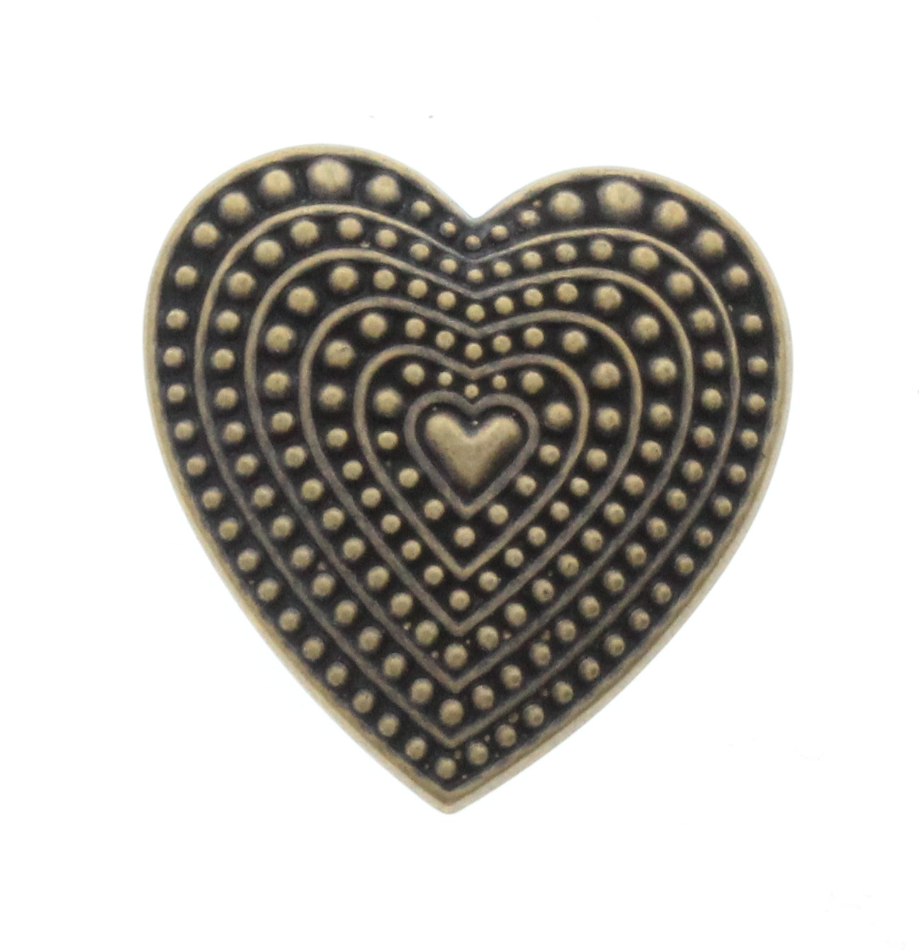 Vintage Brass Beaded Heart Stamping, pk/6