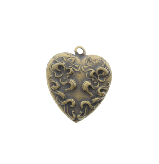 24mm Vintage Silver Heart Charm, 6 pack
