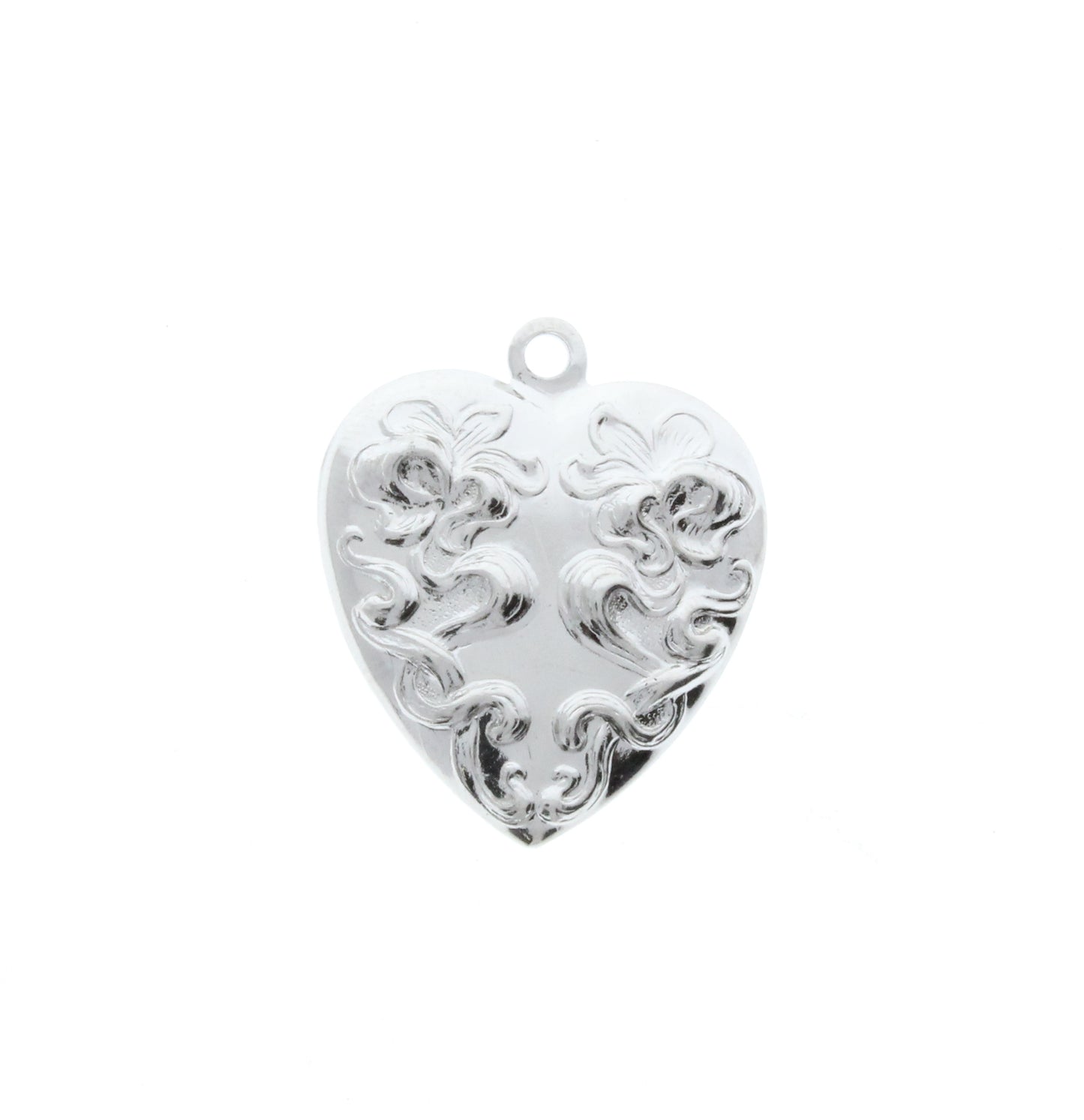 24mm Vintage Silver Heart Charm, 6 pack